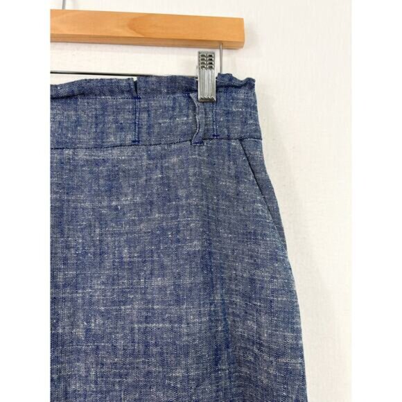 Ann Taylor Linen Blend Knee Length Skirt 4 Petite Corpcore Professional Pleated - Picture 2 of 7